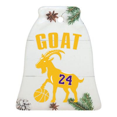 Goat 24 Cute Funny Basketball Ceramic Bell Ornament