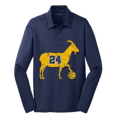 Goat 24 Cute Funny La Basketball Silk Touch Performance Long Sleeve Polo