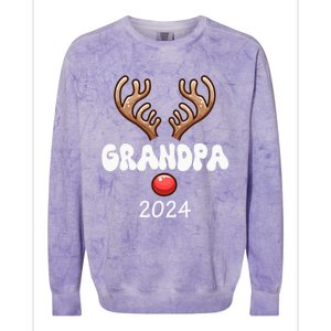 Grandpa 2024 Christmas Reindeer Proud Family Costume Parties Gift Colorblast Crewneck Sweatshirt