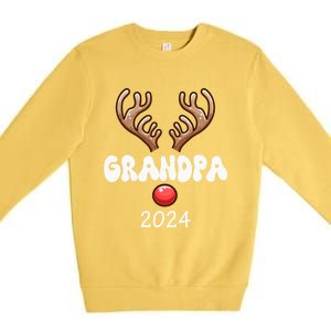 Grandpa 2024 Christmas Reindeer Proud Family Costume Parties Gift Premium Crewneck Sweatshirt