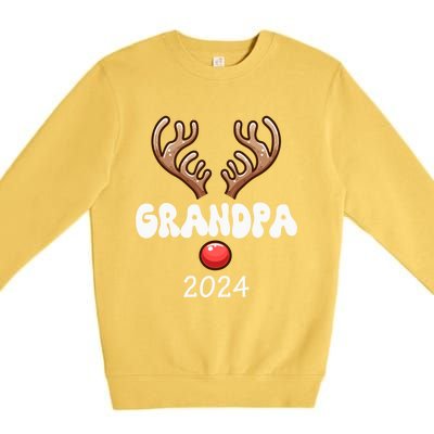 Grandpa 2024 Christmas Reindeer Proud Family Costume Parties Gift Premium Crewneck Sweatshirt