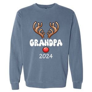 Grandpa 2024 Christmas Reindeer Proud Family Costume Parties Gift Garment-Dyed Sweatshirt