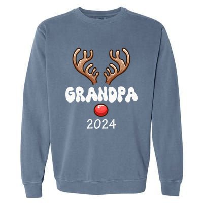 Grandpa 2024 Christmas Reindeer Proud Family Costume Parties Gift Garment-Dyed Sweatshirt