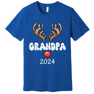 Grandpa 2024 Christmas Reindeer Proud Family Costume Parties Gift Premium T-Shirt