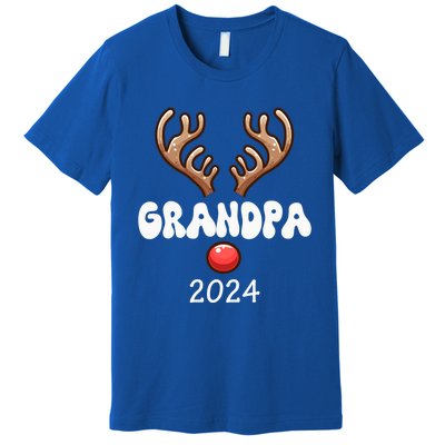 Grandpa 2024 Christmas Reindeer Proud Family Costume Parties Gift Premium T-Shirt