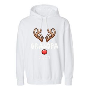 Grandpa 2024 Christmas Reindeer Proud Family Costume Parties Gift Garment-Dyed Fleece Hoodie