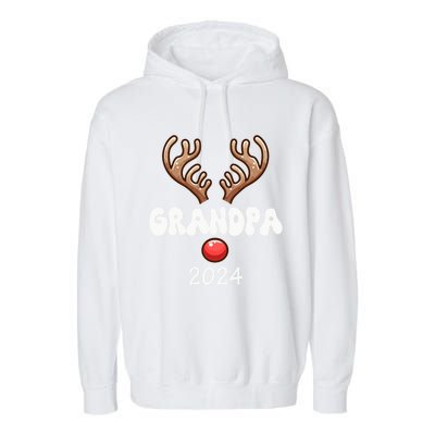 Grandpa 2024 Christmas Reindeer Proud Family Costume Parties Gift Garment-Dyed Fleece Hoodie