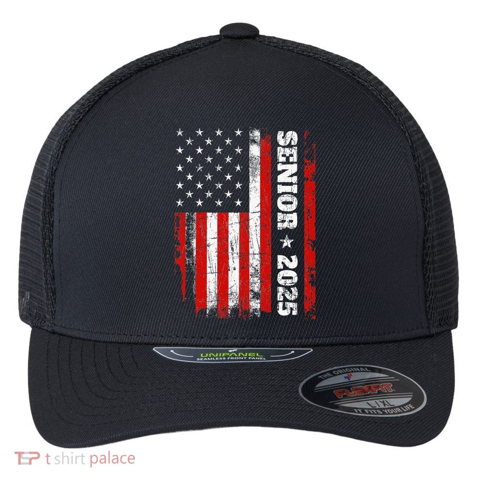 Graduation 2025 Design With Us Flag Senior Class 2025 Flexfit Unipanel Trucker Cap