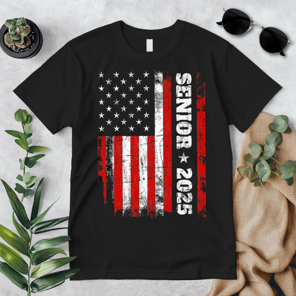 Graduation 2025 Design With Us Flag Senior Class 2025 Premium T-Shirt
