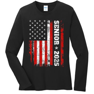 Graduation 2025 Design With Us Flag Senior Class 2025 Ladies Long Sleeve Shirt