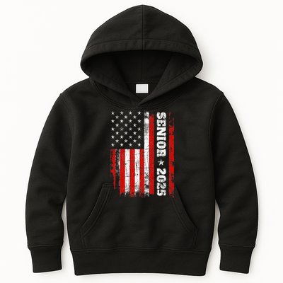 Graduation 2025 Design With Us Flag Senior Class 2025 Kids Hoodie