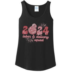 Groovy 2024 Disco Ball and Delivery Squad New Years Eve Ladies Essential Tank