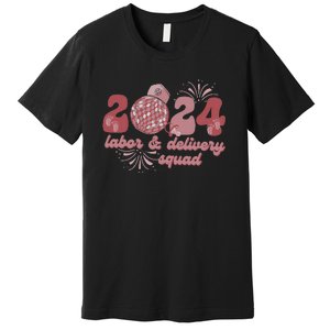 Groovy 2024 Disco Ball and Delivery Squad New Years Eve Premium T-Shirt