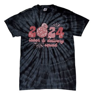 Groovy 2024 Disco Ball and Delivery Squad New Years Eve Tie-Dye T-Shirt