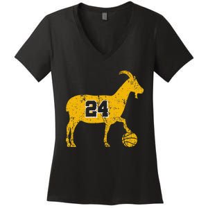 Goat 24 For Women Funny La Basketball Women's V-Neck T-Shirt