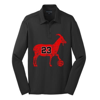 Goat 23 Funny Basketball Silk Touch Performance Long Sleeve Polo