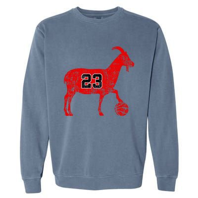 Goat 23 Funny Basketball Garment-Dyed Sweatshirt