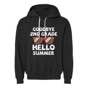 Goodbye 2nd Grade Hello Summer Sunglasses Last Day Of School Garment-Dyed Fleece Hoodie