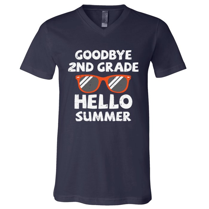 Goodbye 2nd Grade Hello Summer Sunglasses Last Day Of School V-Neck T-Shirt