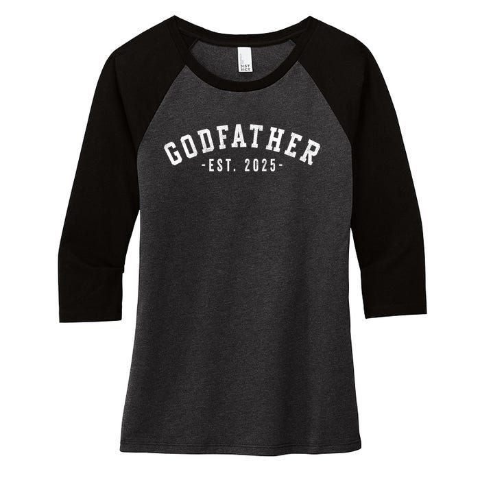 Godfather 2025 Godfather To Be Gifts Classic Bold Font Women's Tri-Blend 3/4-Sleeve Raglan Shirt