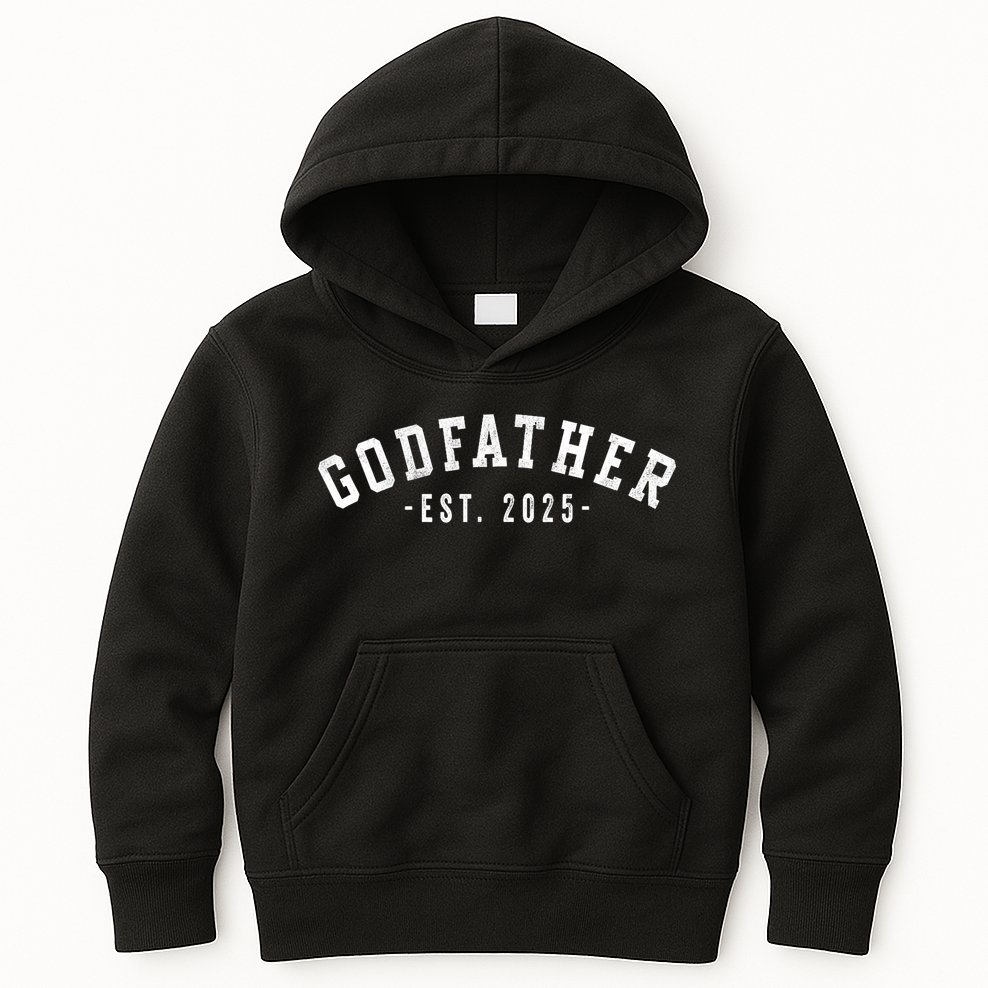Godfather 2025 Godfather To Be Gifts Classic Bold Font Kids Hoodie