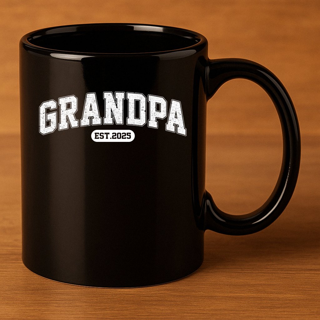 Grandpa 2025 Grandfather Est. 2025 Grandpa Est 2025 11oz C Handle Ceramic Mug