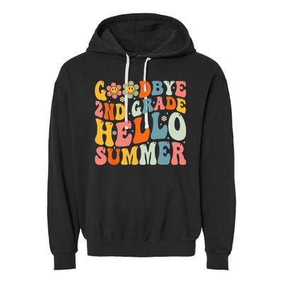 Goodbye 2nd Grade Hello Summer Last Day Of School Garment-Dyed Fleece Hoodie