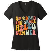 Goodbye 2nd Grade Hello Summer Last Day Of School Women's V-Neck T-Shirt