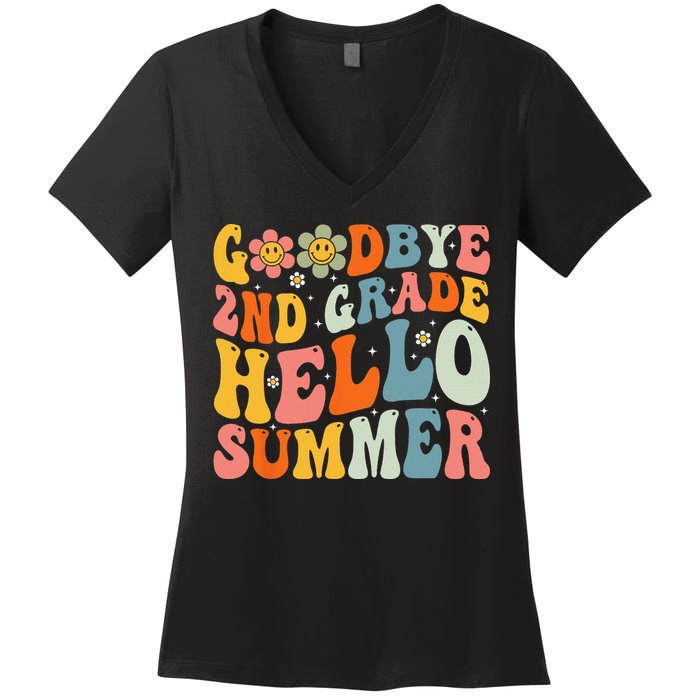 Goodbye 2nd Grade Hello Summer Last Day Of School Women's V-Neck T-Shirt