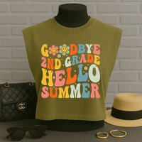 Goodbye 2nd Grade Hello Summer Last Day Of School Garment-Dyed Women's Muscle Tee