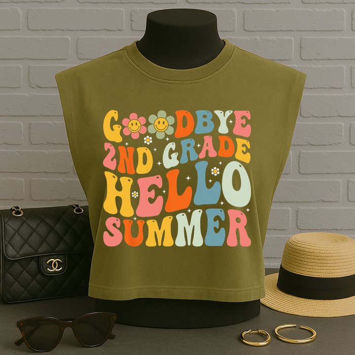 Goodbye 2nd Grade Hello Summer Last Day Of School Garment-Dyed Women's Muscle Tee