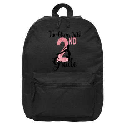 Glitter 2nd Grade Girl Gymnastics Tumble First Day Of School,Kids 1st Day Of Sch 16 in Basic Backpack