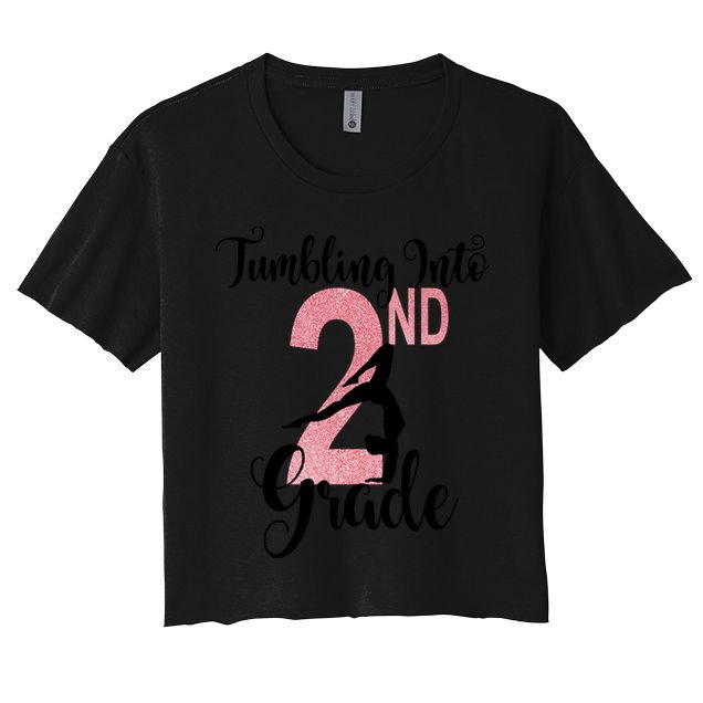 Glitter 2nd Grade Girl Gymnastics Tumble First Day Of School,Kids 1st Day Of Sch Crop Top