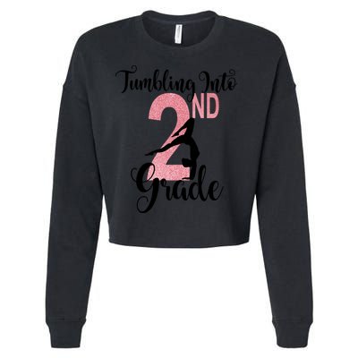 Glitter 2nd Grade Girl Gymnastics Tumble First Day Of School,Kids 1st Day Of Sch Cropped Pullover Crew