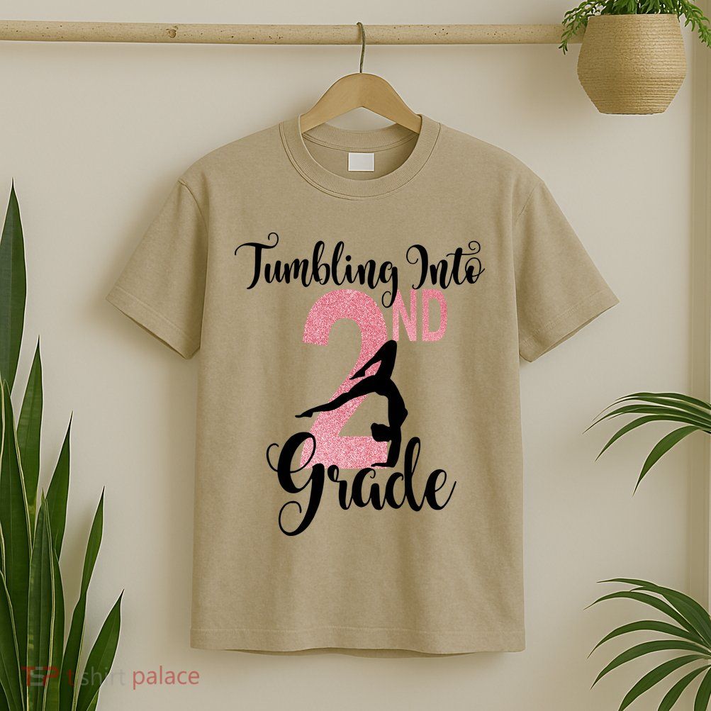 Glitter 2nd Grade Girl Gymnastics Tumble First Day Of School,Kids 1st Day Of Sch T-Shirt