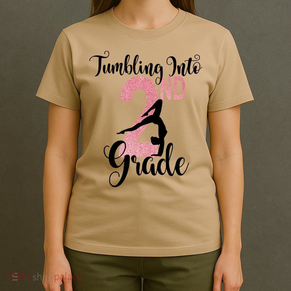 Glitter 2nd Grade Girl Gymnastics Tumble First Day Of School,Kids 1st Day Of Sch T-Shirt