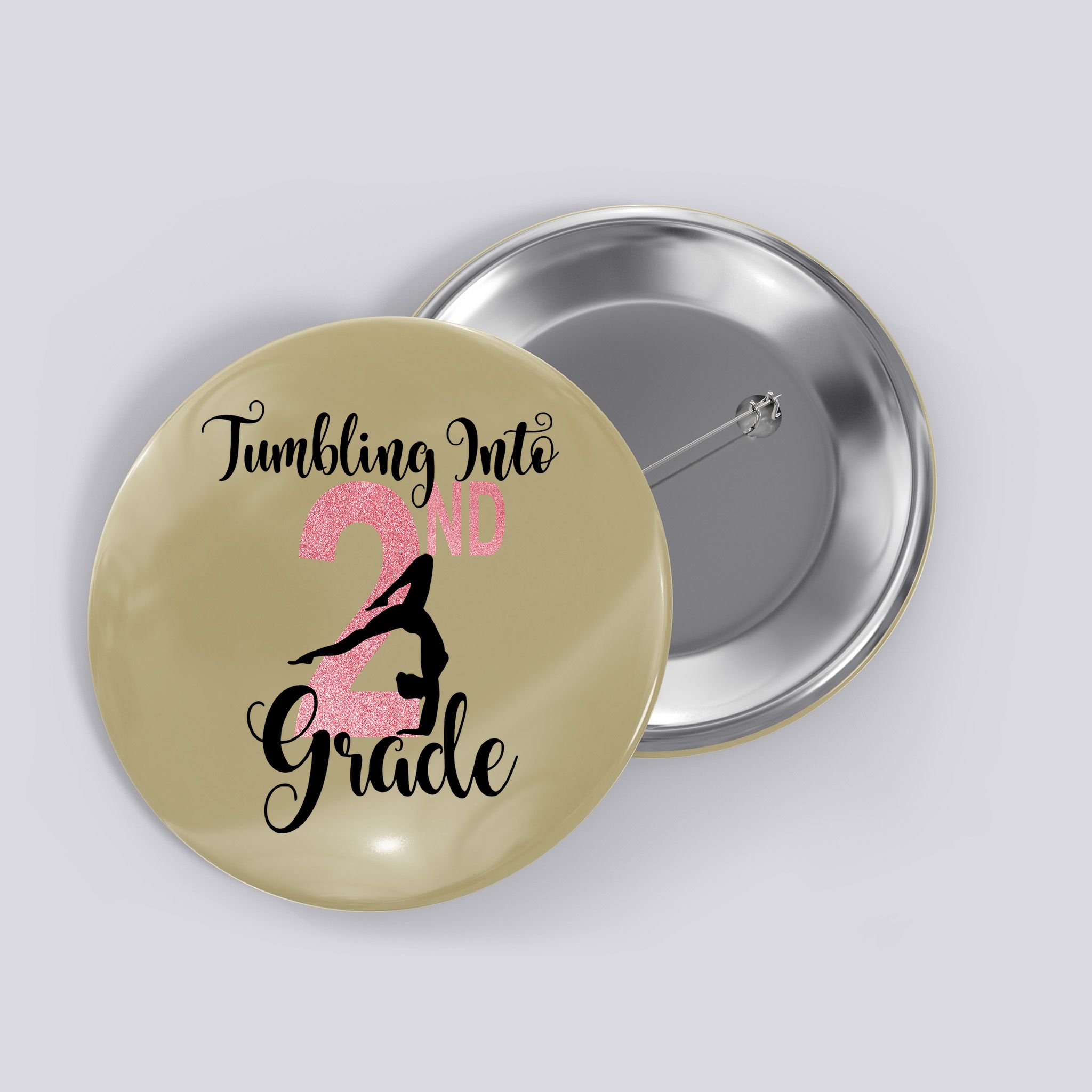 Glitter 2nd Grade Girl Gymnastics Tumble First Day Of School,Kids 1st Day Of Sch Button