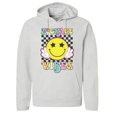 Girl 2nd Grade Vibes Smile Face Back To School Second Grade Performance Fleece Hoodie