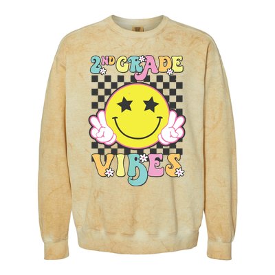 Girl 2nd Grade Vibes Smile Face Back To School Second Grade Colorblast Crewneck Sweatshirt