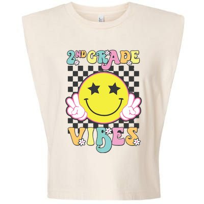 Girl 2nd Grade Vibes Smile Face Back To School Second Grade Garment-Dyed Women's Muscle Tee