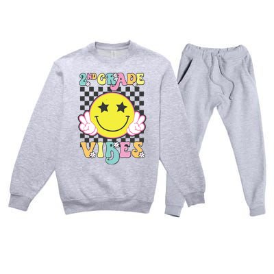 Girl 2nd Grade Vibes Smile Face Back To School Second Grade Premium Crewneck Sweatsuit Set