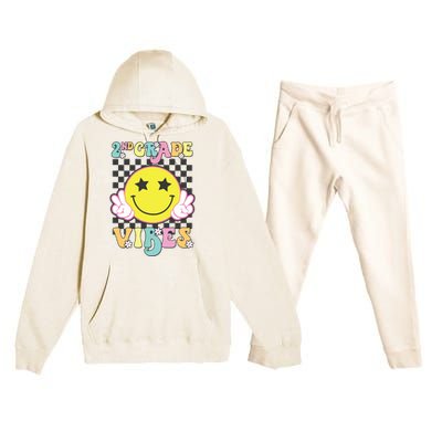 Girl 2nd Grade Vibes Smile Face Back To School Second Grade Premium Hooded Sweatsuit Set