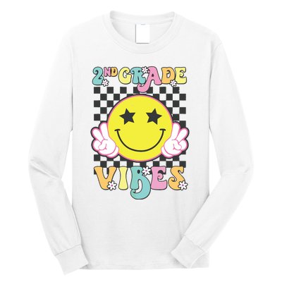 Girl 2nd Grade Vibes Smile Face Back To School Second Grade Long Sleeve Shirt