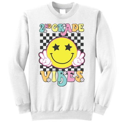 Girl 2nd Grade Vibes Smile Face Back To School Second Grade Sweatshirt