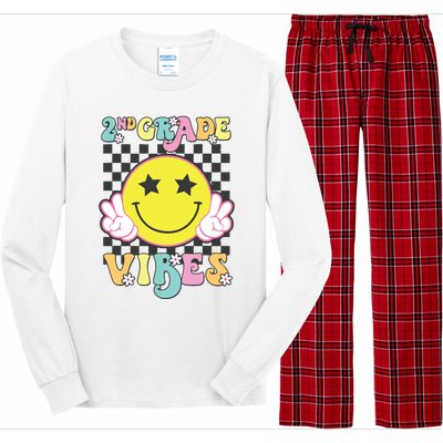 Girl 2nd Grade Vibes Smile Face Back To School Second Grade Long Sleeve Pajama Set