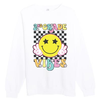 Girl 2nd Grade Vibes Smile Face Back To School Second Grade Premium Crewneck Sweatshirt