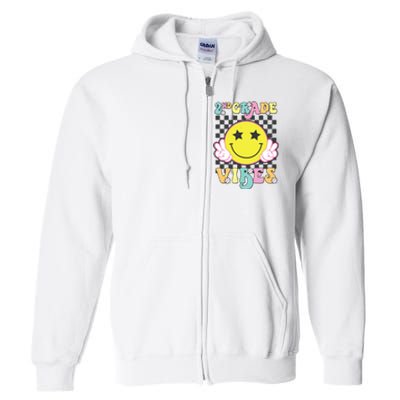 Girl 2nd Grade Vibes Smile Face Back To School Second Grade Full Zip Hoodie