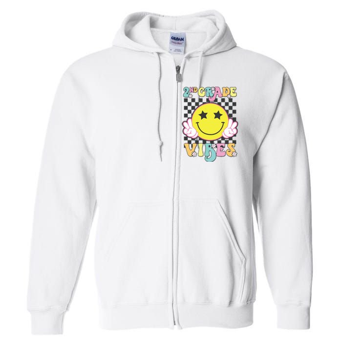 Girl 2nd Grade Vibes Smile Face Back To School Second Grade Full Zip Hoodie