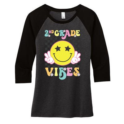 Girl 2nd Grade Vibes Smile Face Back To School Second Grade Women's Tri-Blend 3/4-Sleeve Raglan Shirt