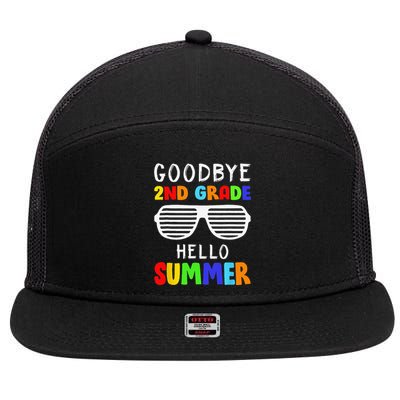 Goodbye 2nd Grade Hello Summer Last Day Of School 7 Panel Mesh Trucker Snapback Hat